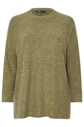 YOURS Plus Size Khaki Green Soft Touch Jumper | Yours Clothing 5
