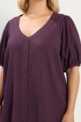 YOURS Plus Size Purple Button Textured Blouse | Yours Clothing 4