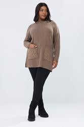 YOURS Plus Size Brown Leopard Diamante Embellished Pocket Top | Yours Clothing 2