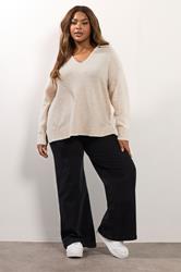 YOURS Plus Size Light Pink Blanket Stitch Collared Jumper | Yours Clothing 1