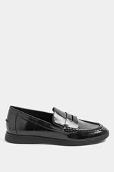 Black Faux Leather Flatform Loafers In Wide E Fit | Yours Clothing 1