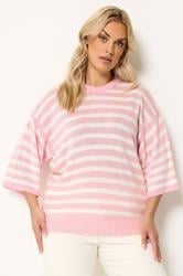 YOURS Plus Size Pink Striped Knitted Jumper | Yours Clothing 3