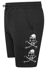 BadRhino Big & Tall Black Skull Printed Jogger Shorts | BadRhino 3