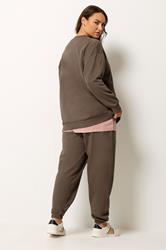 YOURS Plus Size Brown Sweatshirt Jogger & T-Shirt Set | Yours Clothing 4
