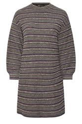 YOURS Plus Size Blue & Grey Textured Stripe Jumper Dress | Yours Clothing 5