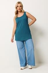 YOURS 2 PACK Plus Size Teal Blue & Pink Core Vest Tops | Yours Clothing 5