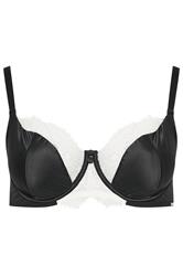 YOURS Plus Size Black Contrast Lace Non-Padded Underwired Bra | Yours Clothing 5