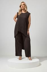 YOURS LONDON Plus Size Chocolate Brown Pleated Top | Yours Clothing 1