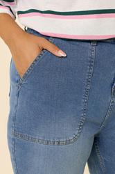 YOURS Plus Size Mid Blue Slim Barrel Jeans | Yours Clothing 4