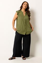 YOURS Plus Size Green Crochet Blouse | Yours Clothing 1
