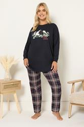 YOURS Plus Size Blue 'Sleep Season' Check Pyjama Gift Set | Yours Clothing 3