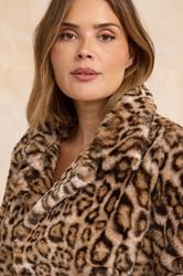 EVANS Plus Size Natural Brown Leopard Print Faux Fur Coat | Evans 4