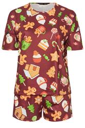 LIMITED COLLECTION Curve Burgundy Red Gingerbread Man Christmas Novelty Pyjama Set