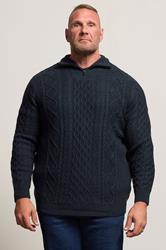 BadRhino Big & Tall Navy Blue Cable Knit Quarter Zip Jumper | BadRhino 3