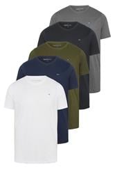 BadRhino Big & Tall 5 Pack Black/White/Navy Blue/Green/Grey Extra Long Core T-Shirts