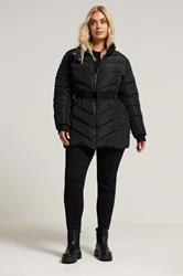 YOURS Plus Size Black Belted Puffer Coat | Yours Clothing 4