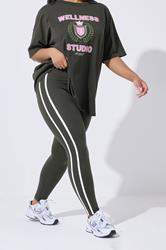 YOURS ACTIVE Plus Size Grey Side Stripe Leggings | Yours Clothing 3