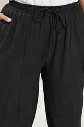 YOURS Plus Size Black Crinkle Barrel Trousers | Yours Clothing 4