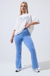 LIMITED COLLECTION Plus Size Blue Fold Over Kick Flare Leggings | Yours Clothing 3