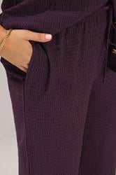 YOURS Plus Size Purple Wide Leg Crinkle Trousers | Yours Clothing 5