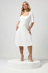 YOURS LONDON Plus Size White Panel Skater Dress | Yours Clothing 1