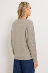 LTS Tall Natural Brown Cable Knit Jumper | Long Tall Sally 2