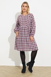 YOURS Plus Size Pink Check Textured Smock Dress | Yours Clothing  1