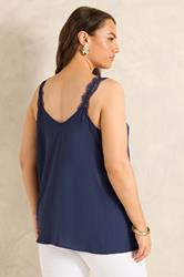 EVANS Curve Navy Blue Lace Trim Cami Vest Top | Evans 2