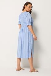 YOURS Plus Size Blue Shirred Stripe Dress | Yours Clothing 2