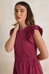 LTS Tall Dark Red Frill Sleeve Maxi Dress | Long Tall Sally 5
