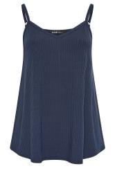 YOURS Plus Size Navy Blue Ribbed Swing Cami Top | Yours Clothing 5