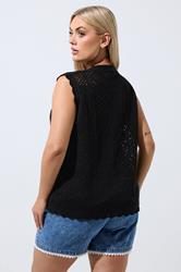 LIMITED COLLECTION Plus Size Black Floral Embroidered Knitted Waistcoat | Yours Clothing 2