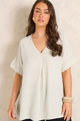 EVANS Curve Ecru White Front Pleat Blouse | Evans 3