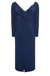 YOURS LONDON Curve Navy Blue Knot Front Maxi Dress