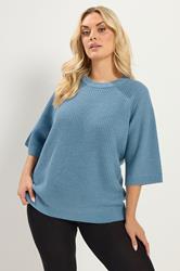 YOURS Plus Size Denim Blue Knitted Jumper | Yours Clothing 1