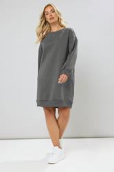 YOURS Plus Size Grey Eyelet Sweatshirt Dress | Yours Clothing 3