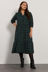 EVANS Plus Size Black Geometric Print Half Placket Dress | Evans 1