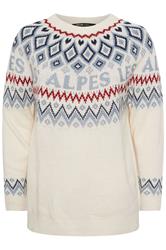 YOURS Plus Size Ivory White Fairisle 'Les Alpes' Knitted Jumper | Yours Clothing 6