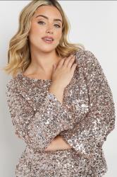 M&Co Rose Gold Sequin Flute Sleeve Top | M&Co 2