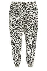 EVANS Curve Black Ikat Print Cuffed Harem Trousers