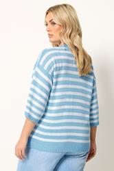 YOURS Plus Size Blue Striped Knitted Jumper | Yours Clothing 2