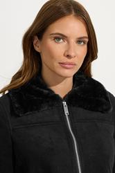 M&Co Black Faux Suede Aviator Jacket  6