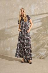 LTS Tall Black Paisley Shirred Waist Maxi Dress | Long Tall Sally 3