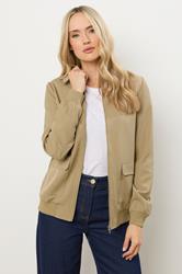 LTS Tall Stone Brown Pocket Bomber Jacket | Long Tall Sally 1