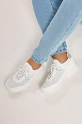White Knitted Trainers In Extra Wide EEE Fit | Yours Clothing 3