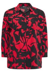 YOURS Plus Size Curve Red & Black Abstract Print Oversized Shirt | Yours Clothing 5