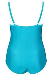 YOURS Plus Size Turquoise Blue Super Sculpt Crossover Swimsuit | Yours Clothing 8