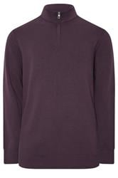BadRhino Big & Tall Plum Purple Milano Quarter Zip Jumper