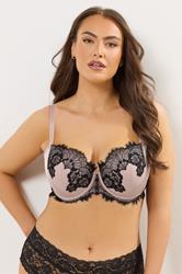 YOURS Curve Blush Pink Lace Trim Underwired Bra | Yours Clothing 3