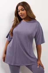 YOURS Plus Size Purple Relaxed Longline T-Shirt | Yours Clothing 3